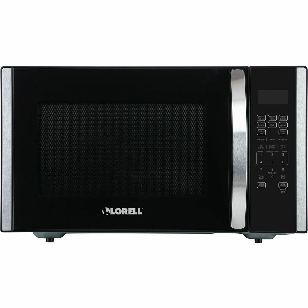 Lorell Microwave - Single - 1.6 ft Capacity - Microwave - 11 Power Levels - FuseMetal - Countertop - Black, Silver