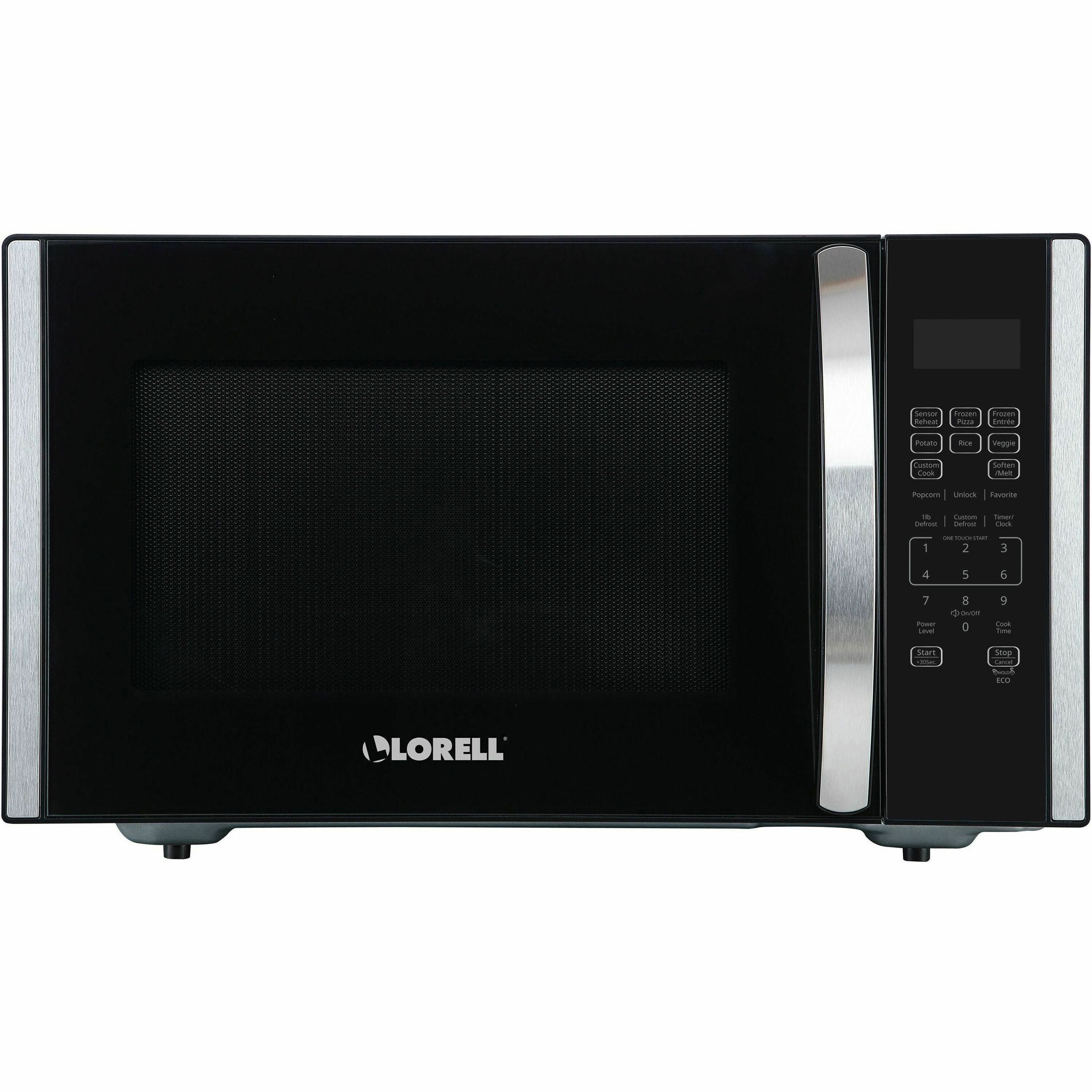 Lorell Microwave - Single - 1.6 ft Capacity - Microwave - 11 Power Levels - FuseMetal - Countertop - Black, Silver