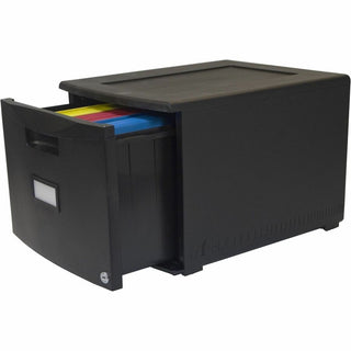 Storex 18" Stackable File Drawer - 18.3" x 14.8" x 12.8" - 1 x Drawer(s) for File - Stackable, Lightweight, Durable, Moisture Resistant, Rust Resistant, Scratch Resistant, Dent Resistant, Locking Drawer, Label Holder - Black - Polypropylene