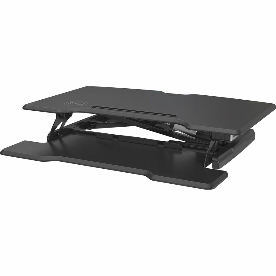 Lorell Electric Desk Riser with Wireless Device Charging - 20" Height x 19.3" Width x 33.5" Depth - Desktop - Black
