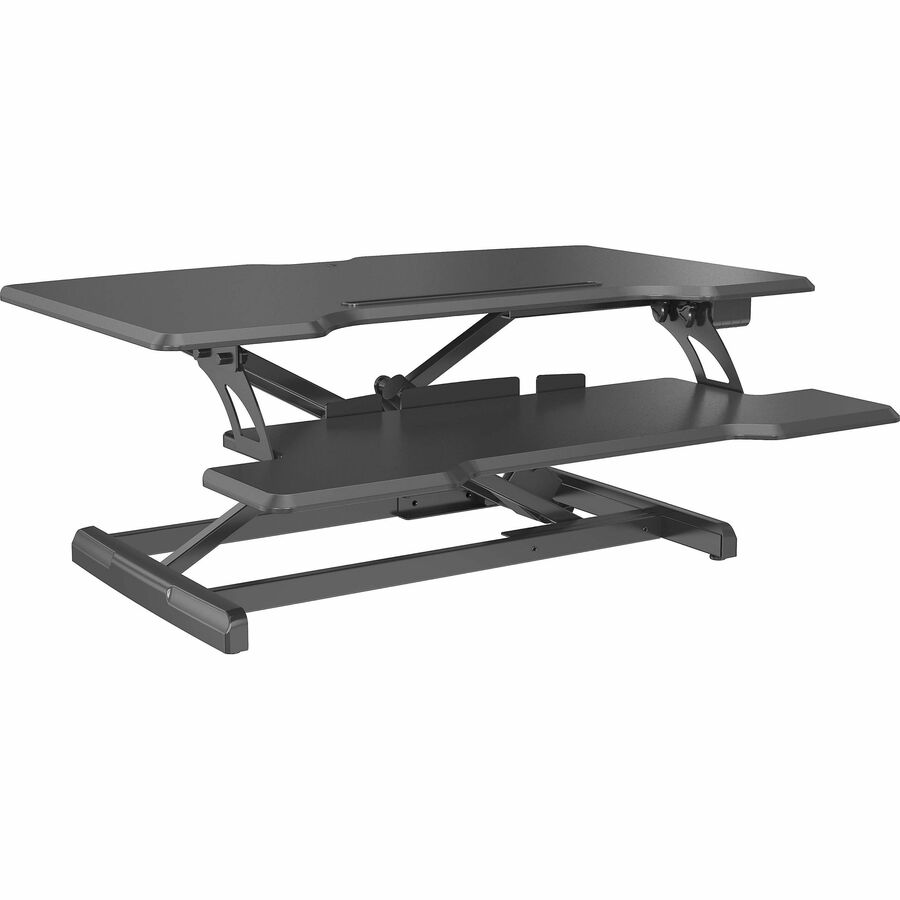 Lorell Electric Desk Riser with Wireless Device Charging - 20" Height x 19.3" Width x 33.5" Depth - Desktop - Black
