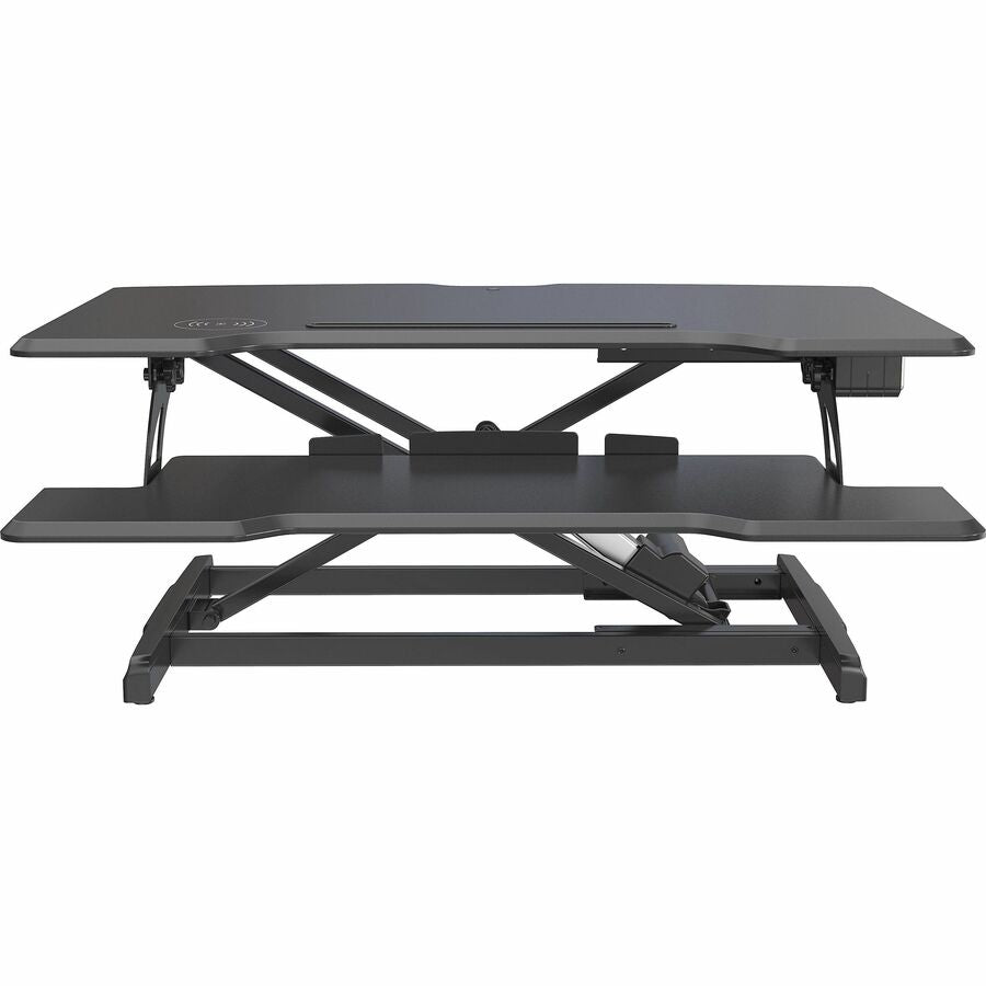 Lorell Electric Desk Riser with Wireless Device Charging - 20" Height x 19.3" Width x 33.5" Depth - Desktop - Black