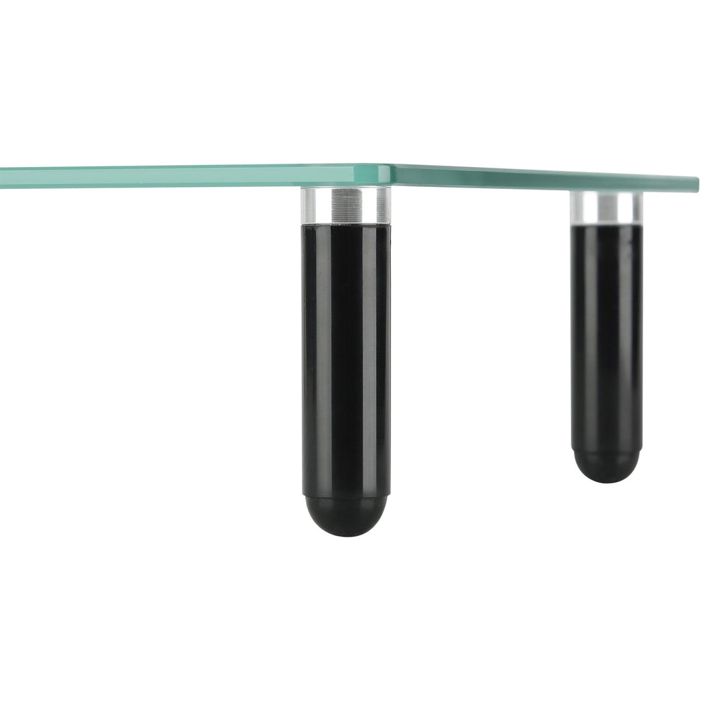 lorell-4-leg-single-shelf-monitor-stand-44-lb-load-capacity-1-x-shelfves-3-height-x-22-width-x-83-depth-desktop-glass-clear-black_llr99533 - 3