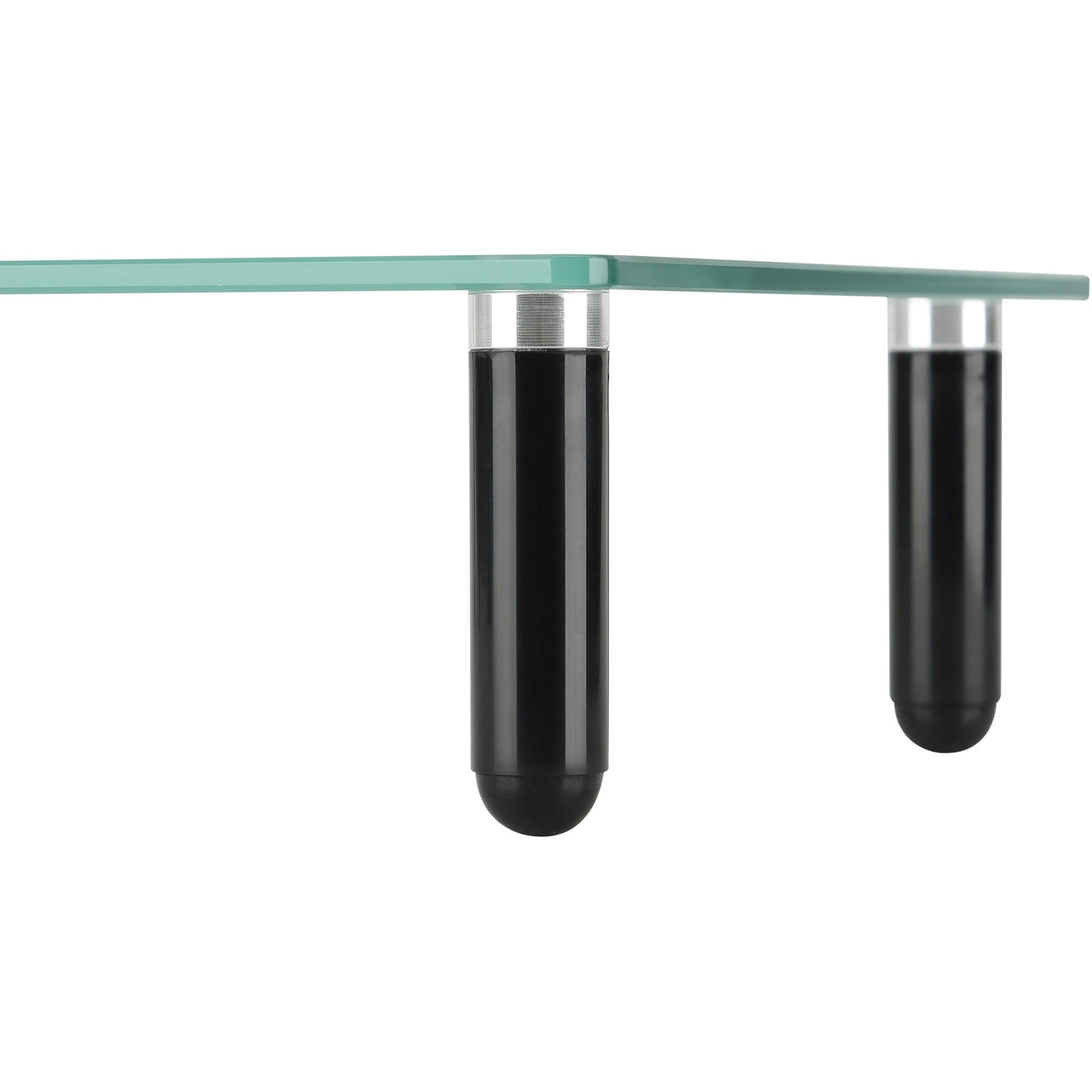 lorell-4-leg-single-shelf-monitor-stand-44-lb-load-capacity-1-x-shelfves-3-height-x-22-width-x-83-depth-desktop-glass-clear-black_llr99533 - 3