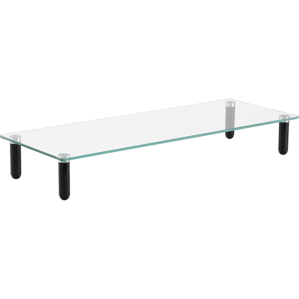 lorell-4-leg-single-shelf-monitor-stand-44-lb-load-capacity-1-x-shelfves-3-height-x-22-width-x-83-depth-desktop-glass-clear-black_llr99533 - 1