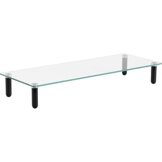 lorell-4-leg-single-shelf-monitor-stand-44-lb-load-capacity-1-x-shelfves-3-height-x-22-width-x-83-depth-desktop-glass-clear-black_llr99533 - 1