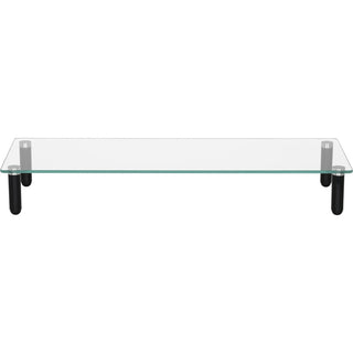 Lorell 4-leg Single-Shelf Monitor Stand - 44 lb Load Capacity - 1 x Shelf(ves) - 3" Height x 22" Width x 8.3" Depth - Desktop - Glass - Clear, Black