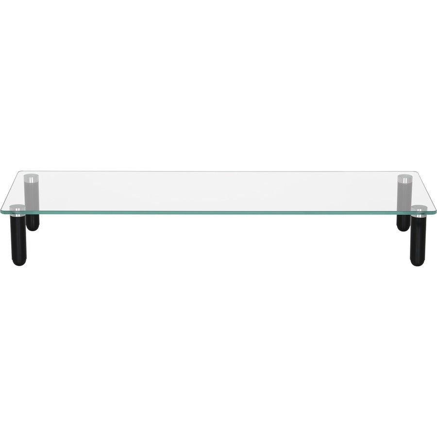 Lorell 4-leg Single-Shelf Monitor Stand - 44 lb Load Capacity - 1 x Shelf(ves) - 3" Height x 22" Width x 8.3" Depth - Desktop - Glass - Clear, Black