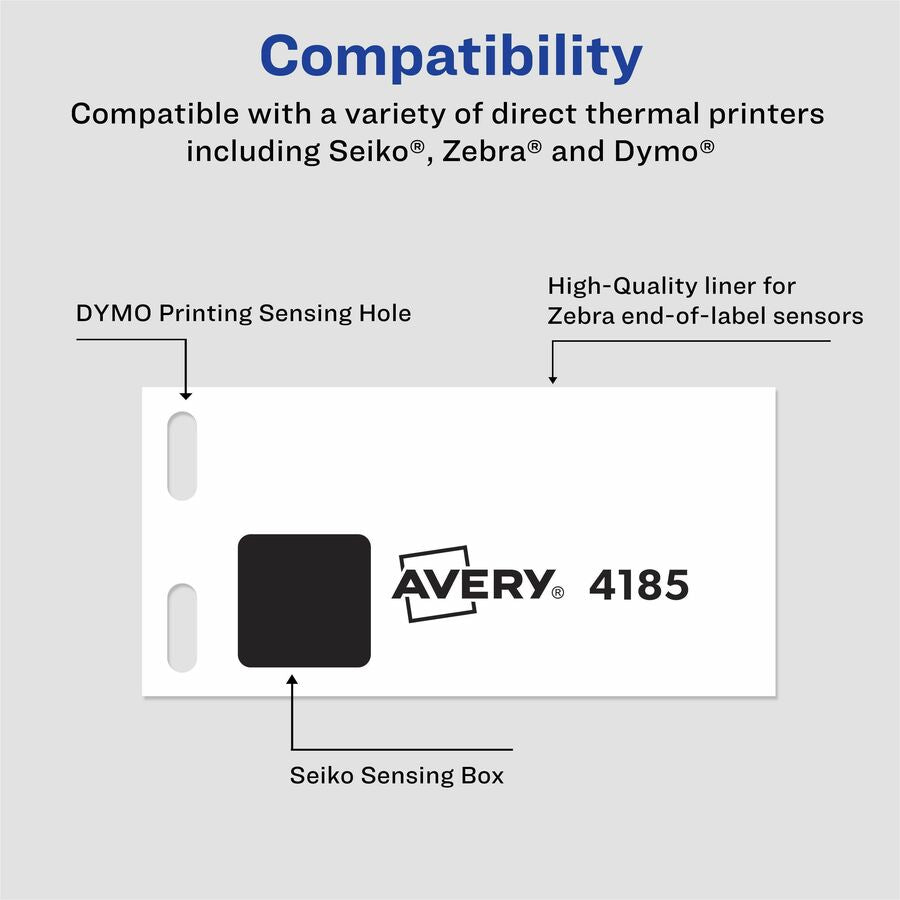 Avery Direct Thermal Roll Labels, 1" x 2-1/8" , White, 500 Address Labels Per Roll, 4 Rolls (4185) - Avery Thermal Roll Labels, 1" x 2-1/8" , 500 Labels/Roll-4 Rolls (4185)