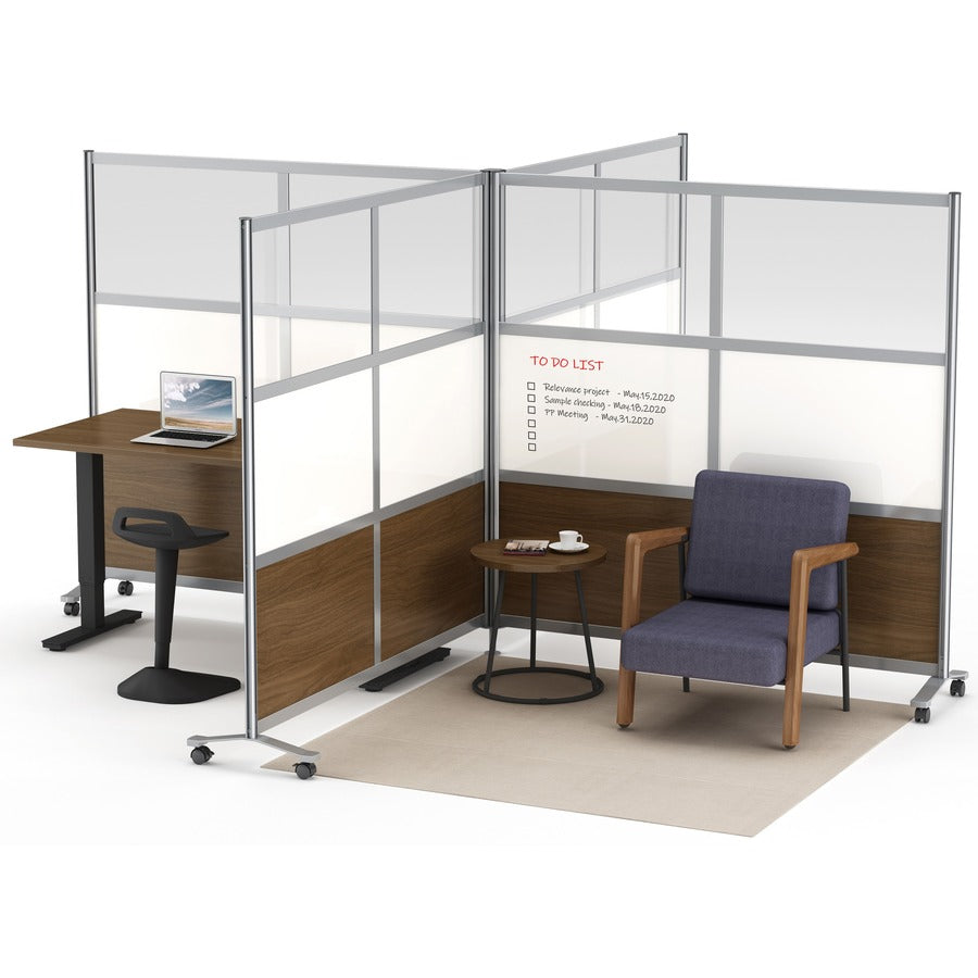 Lorell Adaptable Panel Divider - 24" Width x 2" Height x 37" Depth - Aluminum, Acrylic - White - 1 Each