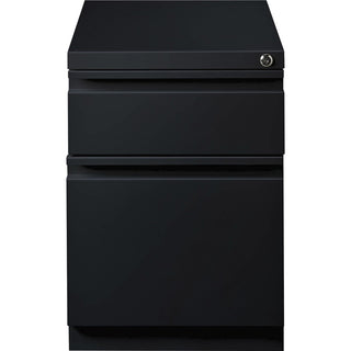 Lorell 20" Box/File Mobile Pedestal - 15" x 19.9" x 23.8" for Box, File - Letter - Mobility, Ball-bearing Suspension, Removable Lock, Pull-out Drawer, Recessed Drawer, Anti-tip, Casters, Key Lock - Black - Steel - Recycled