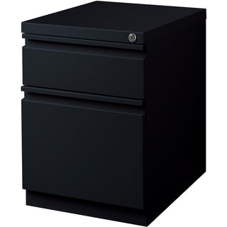 Lorell 20" Box/File Mobile Pedestal - 15" x 19.9" x 23.8" for Box, File - Letter - Mobility, Ball-bearing Suspension, Removable Lock, Pull-out Drawer, Recessed Drawer, Anti-tip, Casters, Key Lock - Black - Steel - Recycled