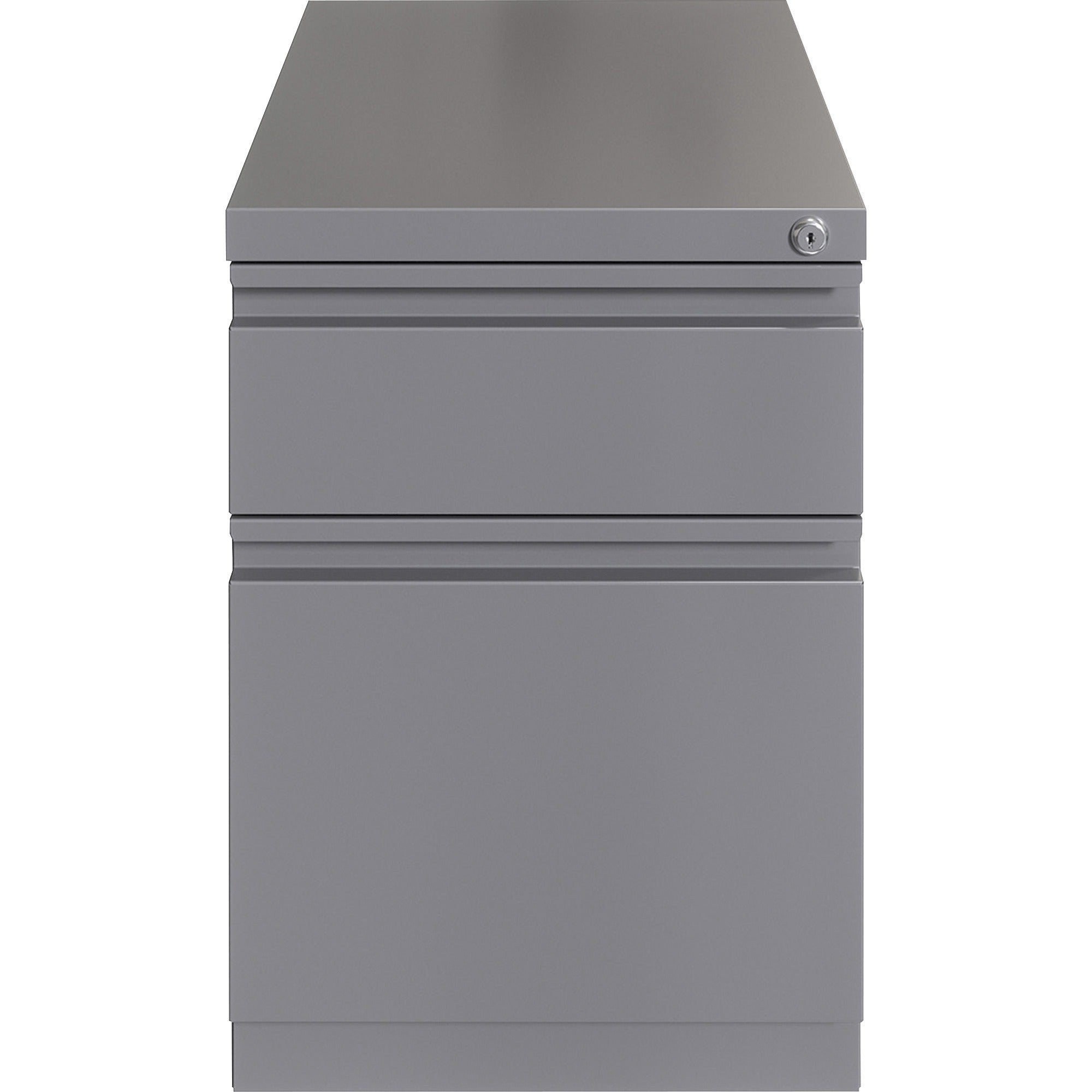 lorell-20-box-file-mobile-pedestal-15-x-199-x-238-for-box-file-letter-mobility-ball-bearing-suspension-removable-lock-pull-out-drawer-recessed-drawer-anti-tip-casters-key-lock-silver-steel-recycled_llr00054 - 3