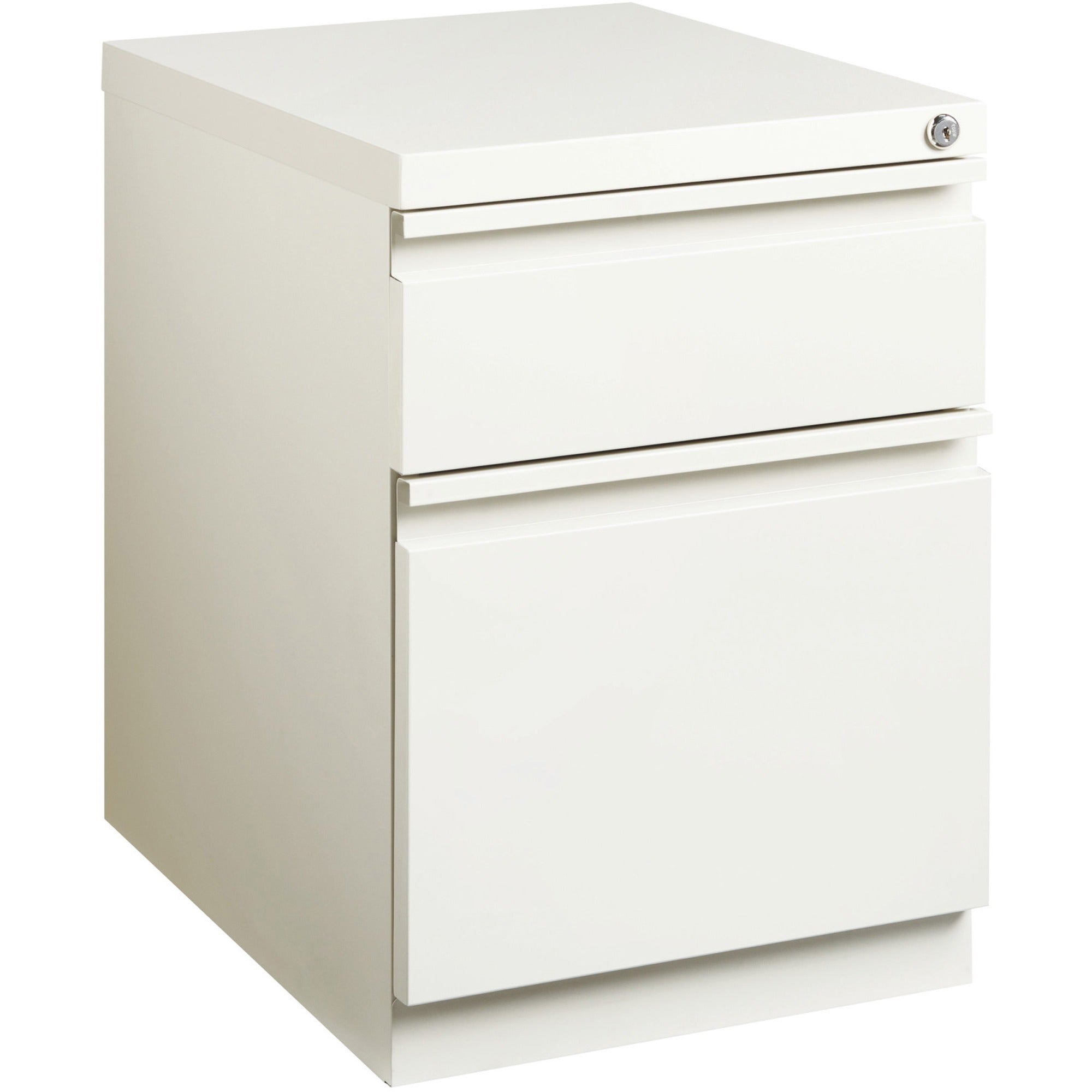 lorell-20-box-file-mobile-pedestal-15-x-199-x-238-for-box-file-letter-mobility-ball-bearing-suspension-removable-lock-pull-out-drawer-recessed-drawer-anti-tip-casters-key-lock-white-steel-recycled_llr00051 - 1