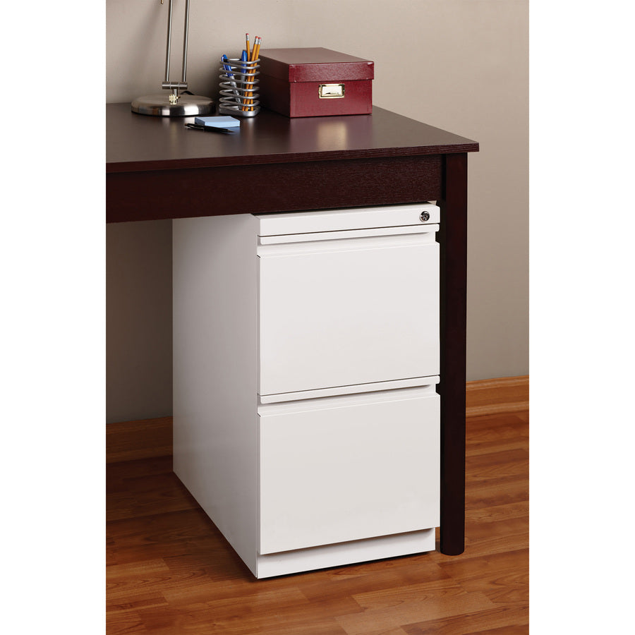 lorell-20-file-file-mobile-file-cabinet-with-full-width-pull-15-x-199-x-278-for-file-letter-mobility-ball-bearing-suspension-removable-lock-pull-out-drawer-recessed-drawer-casters-key-lock-white-steel-recycled_llr00050 - 5