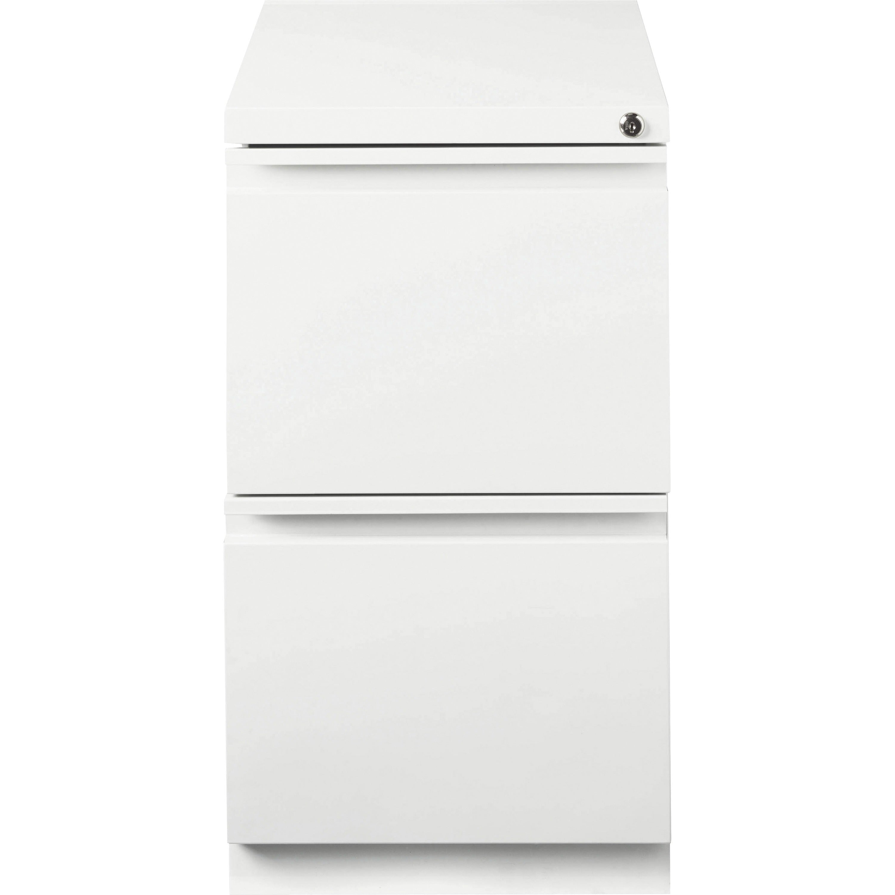 lorell-20-file-file-mobile-file-cabinet-with-full-width-pull-15-x-199-x-278-for-file-letter-mobility-ball-bearing-suspension-removable-lock-pull-out-drawer-recessed-drawer-casters-key-lock-white-steel-recycled_llr00050 - 3