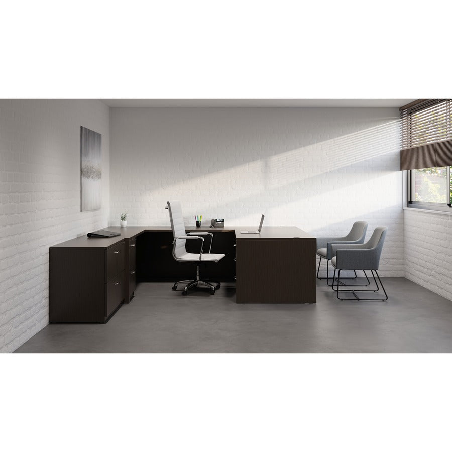 Lorell Essentials Series Box/Box/File Fixed File Cabinet - 16" x 22" x 28.3" Pedestal - Finish: Espresso, Silver Brush