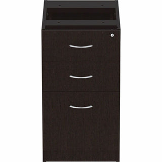 Lorell Essentials Series Box/Box/File Fixed File Cabinet - 16" x 22" x 28.3" Pedestal - Finish: Espresso, Silver Brush