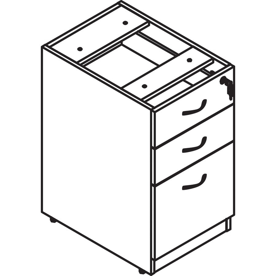 Lorell Essentials Series Box/Box/File Fixed File Cabinet - 16" x 22" x 28.3" Pedestal - Finish: Espresso, Silver Brush - 5