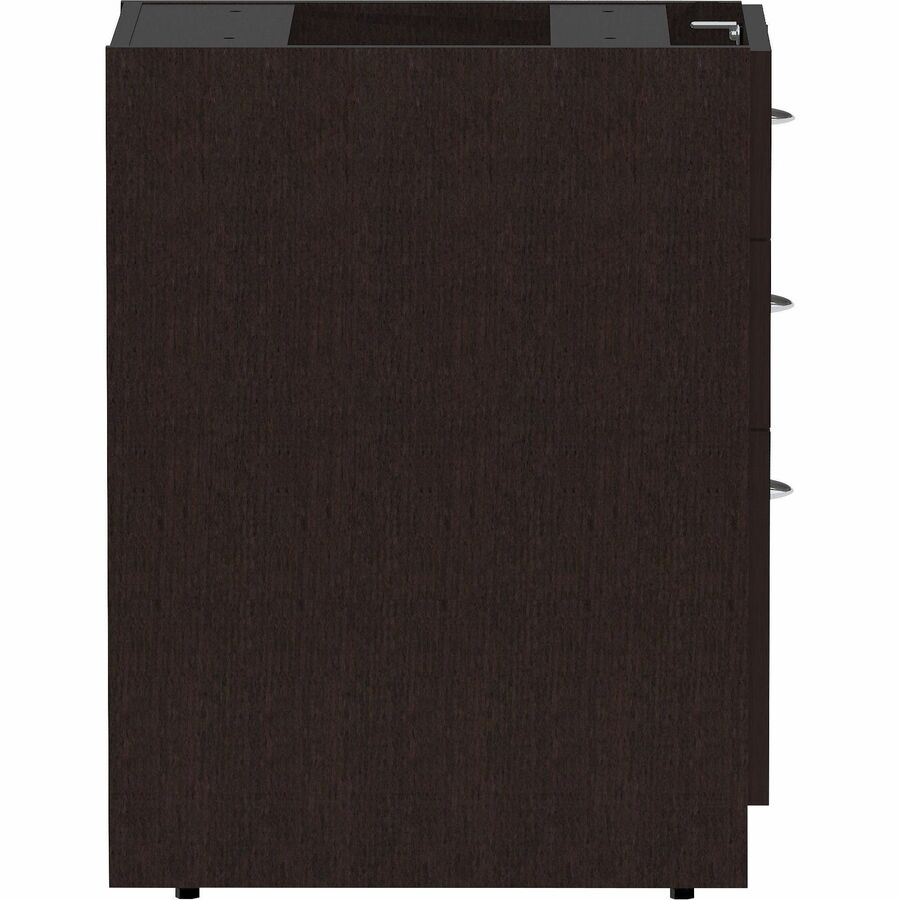 Lorell Essentials Series Box/Box/File Fixed File Cabinet - 16" x 22" x 28.3" Pedestal - Finish: Espresso, Silver Brush