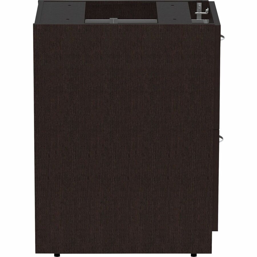 Lorell Essentials Series File/File Fixed File Cabinet - 16" x 22" x 28.3" Pedestal - Finish: Espresso, Silver Brush