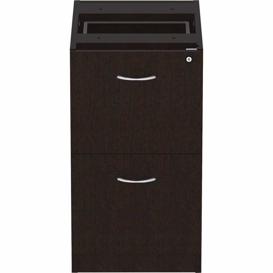 Lorell Essentials Series File/File Fixed File Cabinet - 16" x 22" x 28.3" Pedestal - Finish: Espresso, Silver Brush