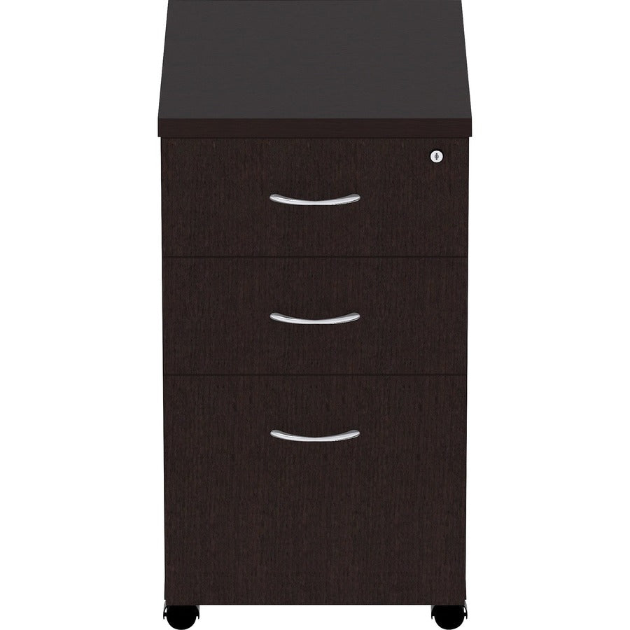 Lorell Essentials Series Box/Box/File Mobile File Cabinet - 16" x 22"28.3" Pedestal, 1" Top - Finish: Espresso, Silver Brush