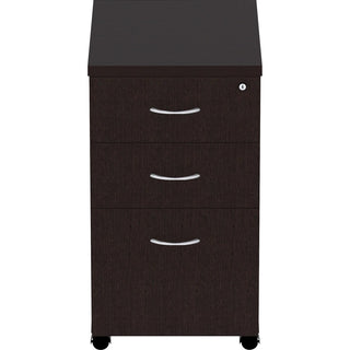 Lorell Essentials Series Box/Box/File Mobile File Cabinet - 16" x 22"28.3" Pedestal, 1" Top - Finish: Espresso, Silver Brush