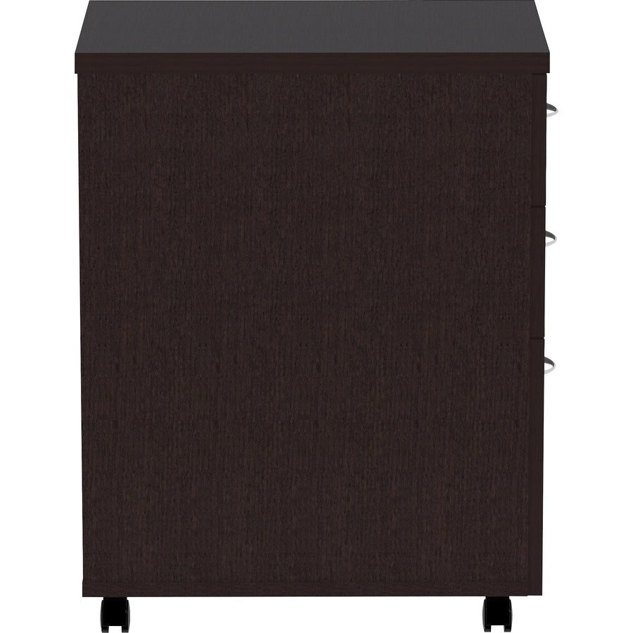 Lorell Essentials Series Box/Box/File Mobile File Cabinet - 16" x 22"28.3" Pedestal, 1" Top - Finish: Espresso, Silver Brush