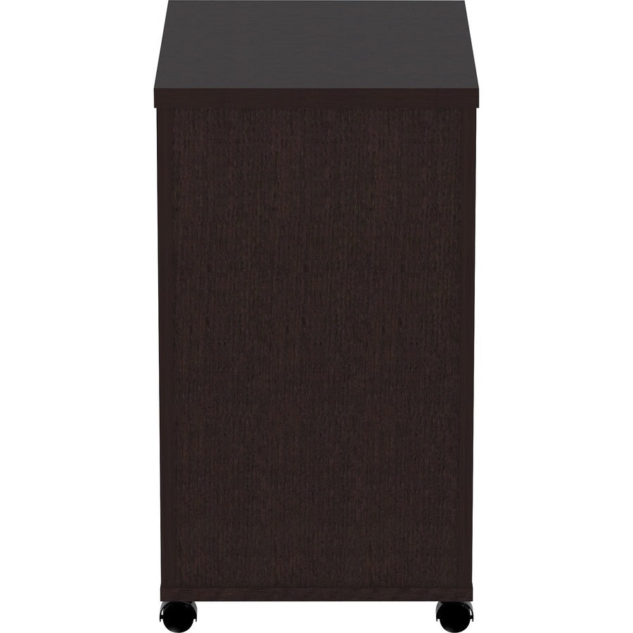 Lorell Essentials Series Box/Box/File Mobile File Cabinet - 16" x 22"28.3" Pedestal, 1" Top - Finish: Espresso, Silver Brush