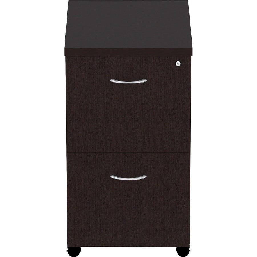Lorell Essentials Series File/File Mobile File Cabinet - 16" x 22" x 28.3" Pedestal - Finish: Espresso, Silver Brush