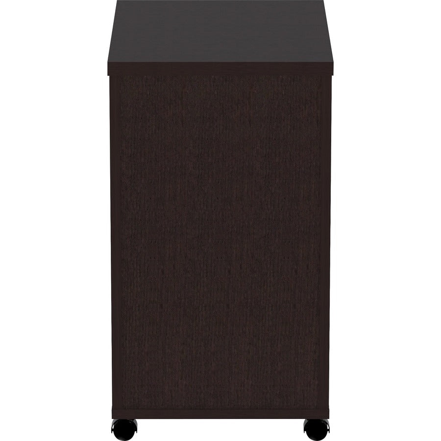 Lorell Essentials Series File/File Mobile File Cabinet - 16" x 22" x 28.3" Pedestal - Finish: Espresso, Silver Brush