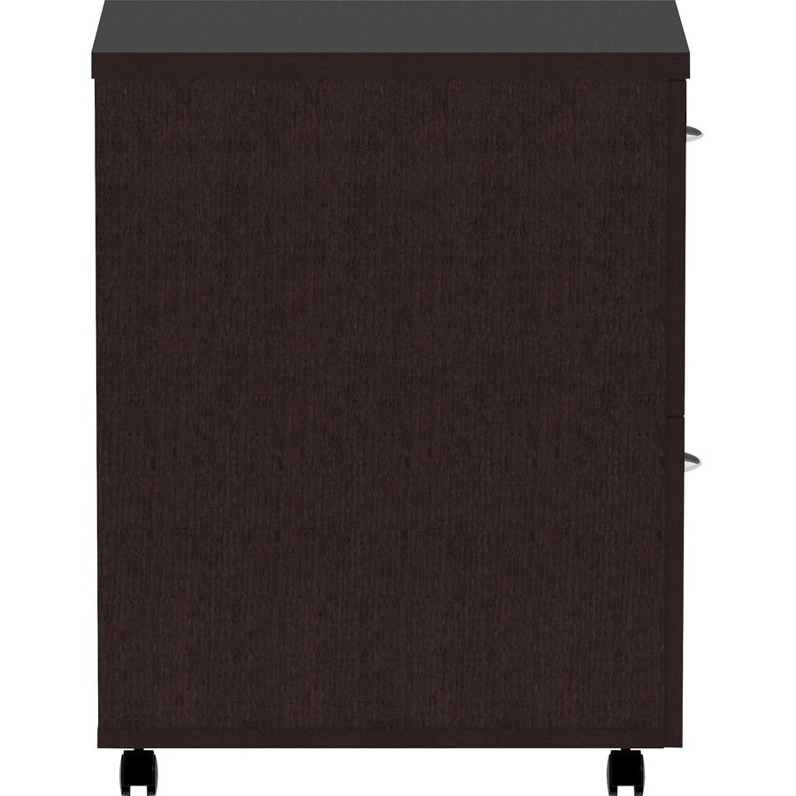 Lorell Essentials Series File/File Mobile File Cabinet - 16" x 22" x 28.3" Pedestal - Finish: Espresso, Silver Brush