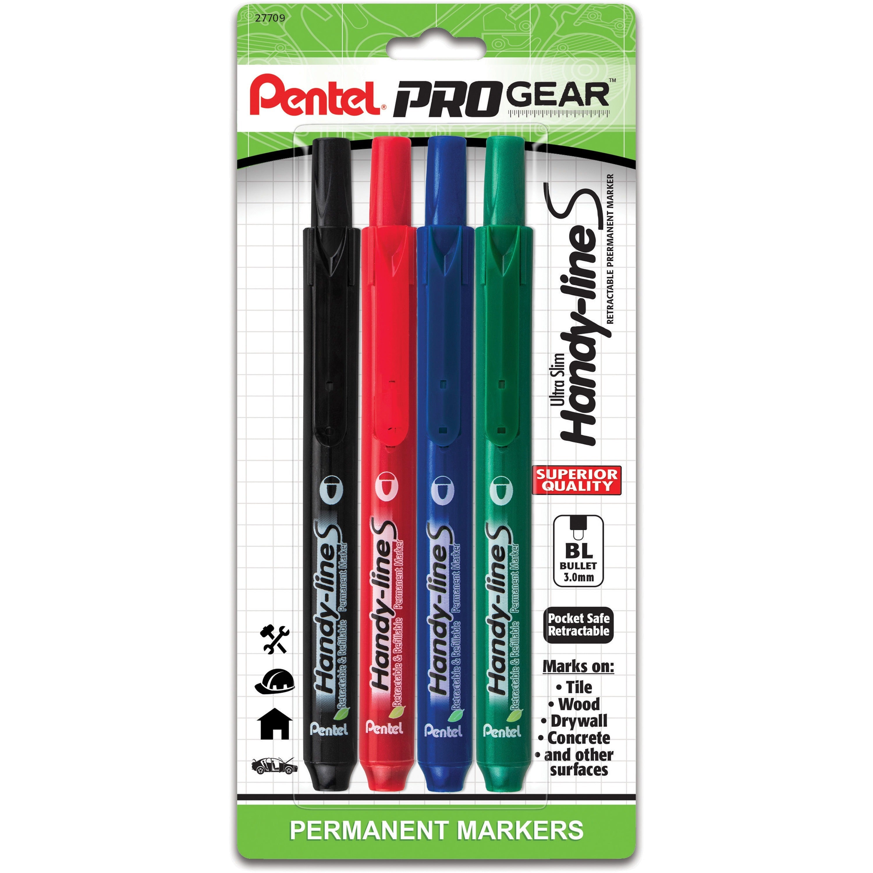 pentel-progear-30mm-ultra-slim-hand-lines-marker-3-mm-marker-point-size-bullet-marker-point-style-refillable-retractable-4-pack_pennxs15pgbp4m - 1