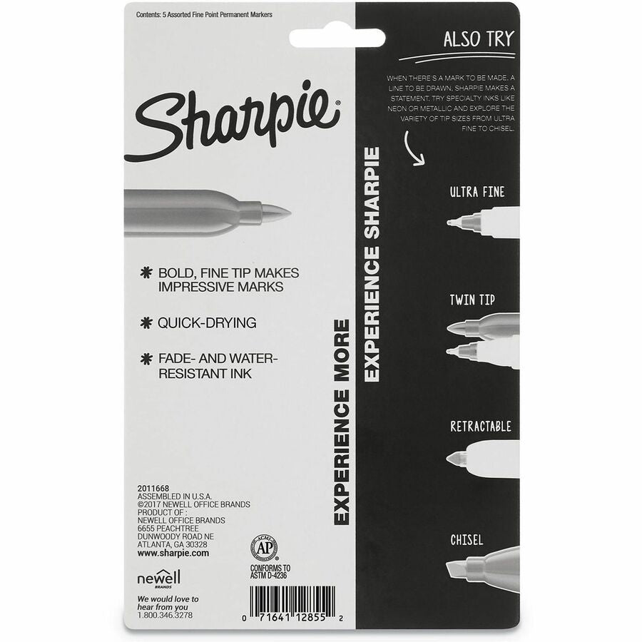 Cosmic Color Permanent Markers, Medium Bullet Tip, Assorted Cosmic Colors, 5/Pack