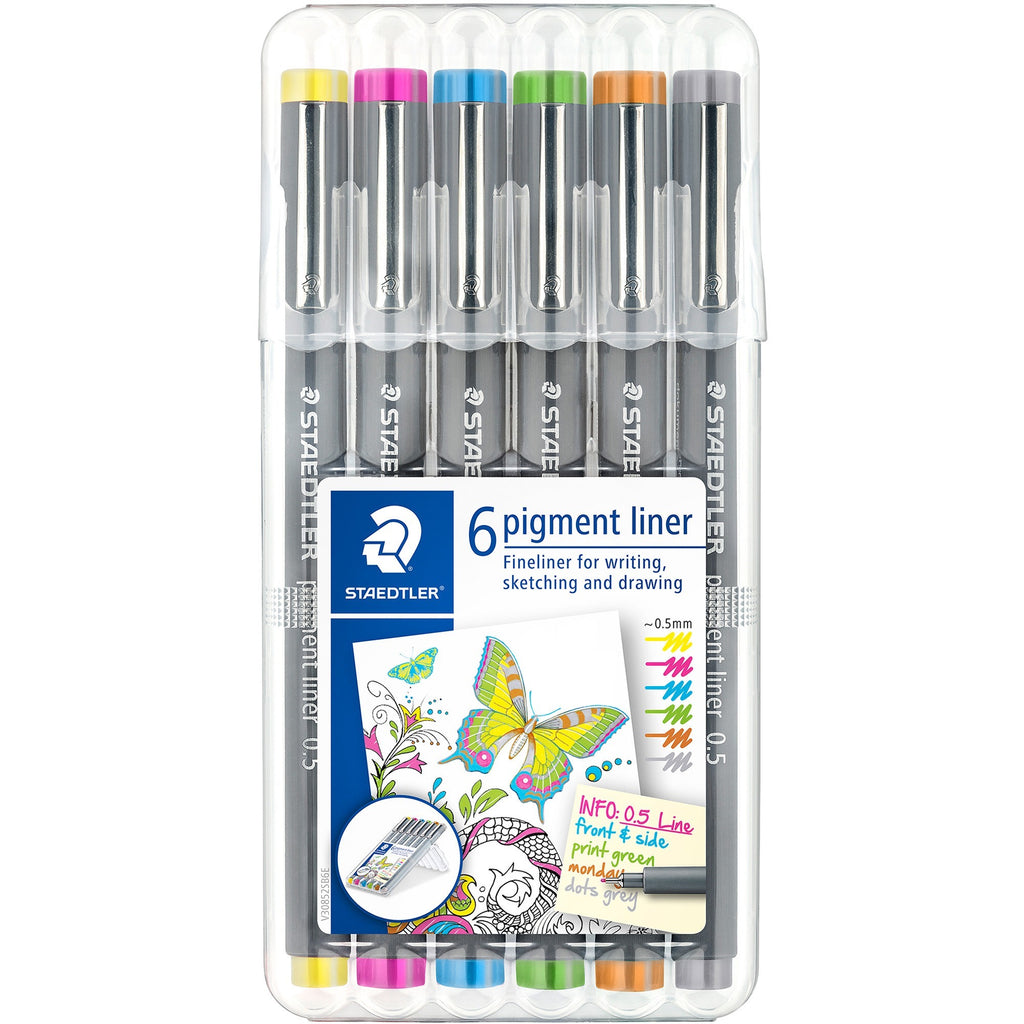 staedtler-pigment-liner-308-fine-pen-point-05-mm-pen-point-size-assorted-pigment-based-ink-polypropylene-barrel-metal-tip-6-set_std30805s2sb6 - 1