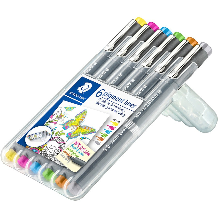 staedtler-pigment-liner-308-fine-pen-point-05-mm-pen-point-size-assorted-pigment-based-ink-polypropylene-barrel-metal-tip-6-set_std30805s2sb6 - 5