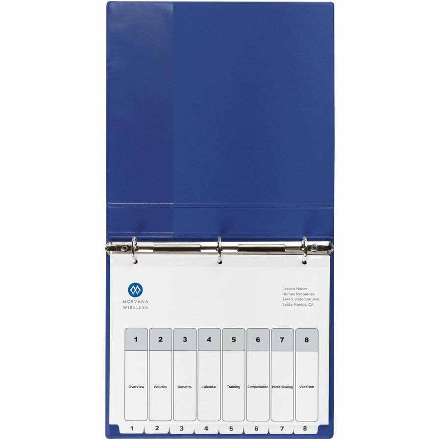 Customizable Table of Contents Ready Index Black and White Dividers, 8-Tab, 1 to 8, 11 x 8.5, White, 6 Sets