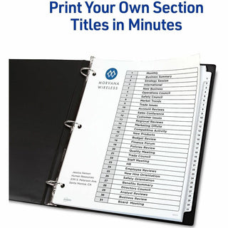 Customizable Table of Contents Ready Index Black and White Dividers, 31-Tab, 1 to 31, 11 x 8.5, White, 6 Sets