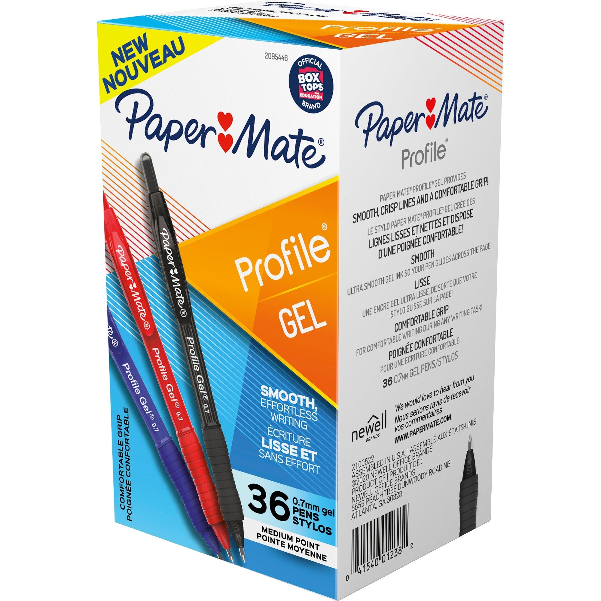 Profile Gel Pen, Retractable, Medium 0.7 mm, Assorted Ink and Barrel Colors, 36/Pack