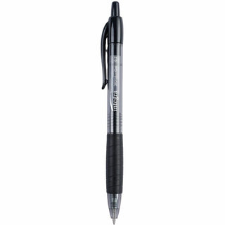 Integra Retractable 0.7mm Gel Pen - Medium Pen Point - 0.7 mm Pen Point Size - Retractable - Black Gel-based Ink - Black Barrel - 1 Dozen