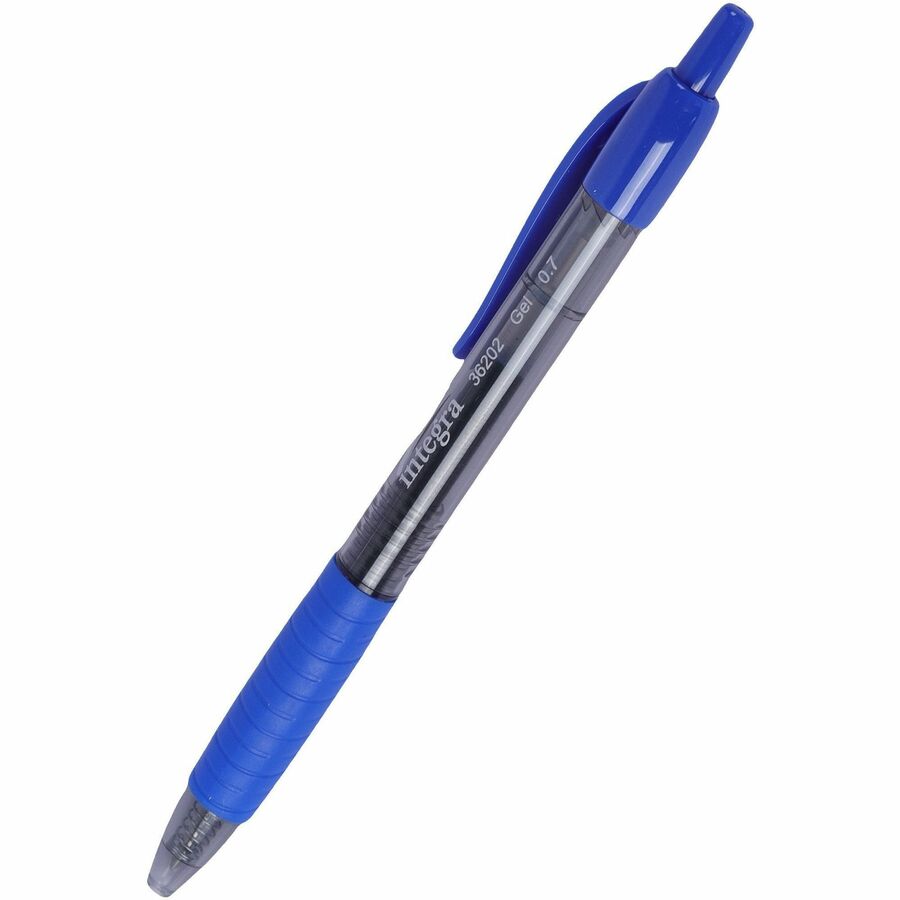 Integra Retractable 0.7mm Gel Pen - Medium Pen Point - 0.7 mm Pen Point Size - Retractable - Blue Gel-based Ink - Blue Barrel - 1 Dozen