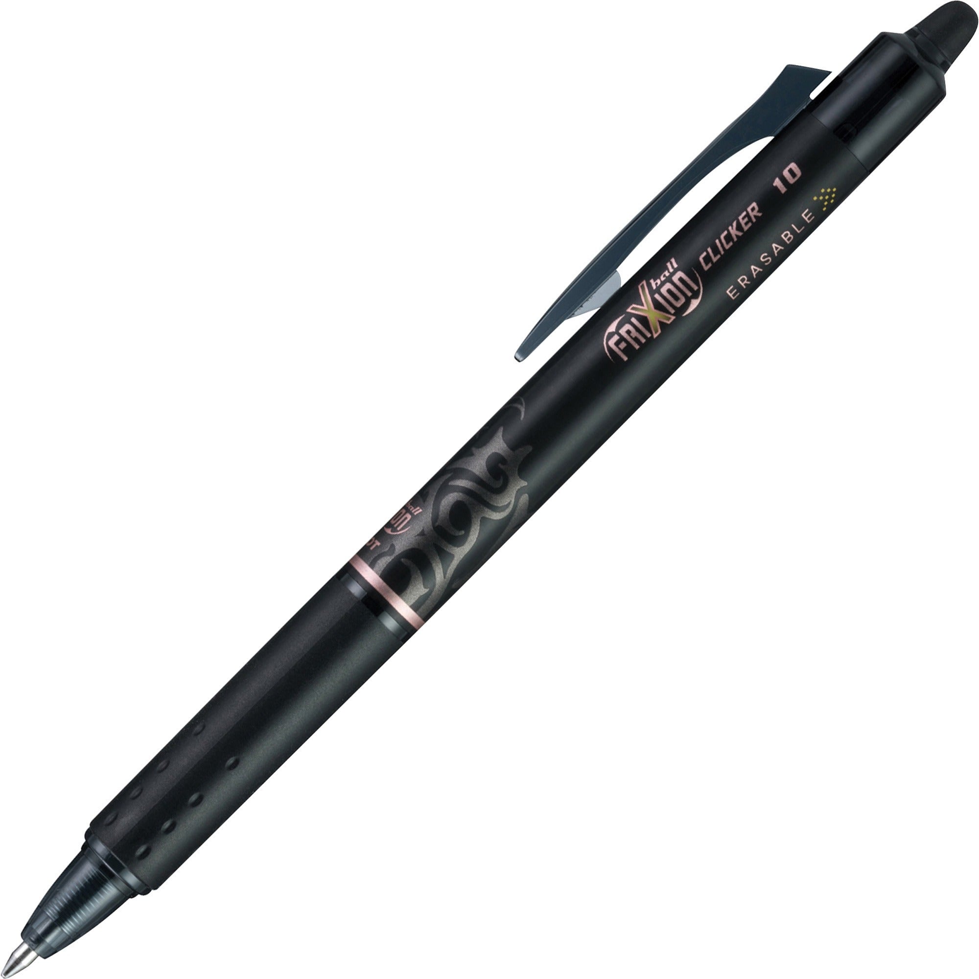 FriXion Clicker Erasable Gel Pen, Retractable, Bold 1 mm, Black Ink, Black Barrel, Dozen