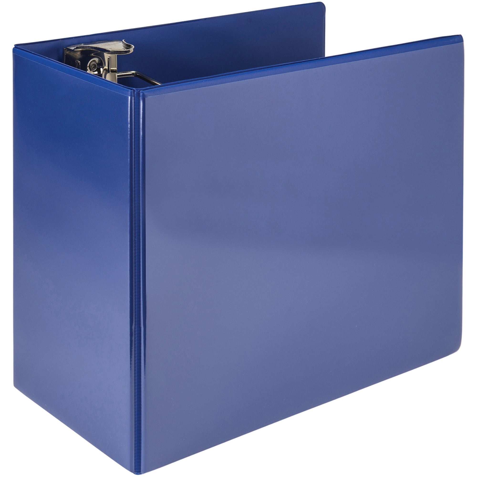 Samsill Nonstick 6" Locking D-Ring View Binder - 6" Binder Capacity - 1225 Sheet Capacity - 3 x D-Ring Fastener(s) - 2 Internal Pocket(s) - Dark Blue - 2.73 lb - Recycled - Lockable, Non-stick, Concealed Rivet, Ink-transfer Resistant, Clear Overlay,
