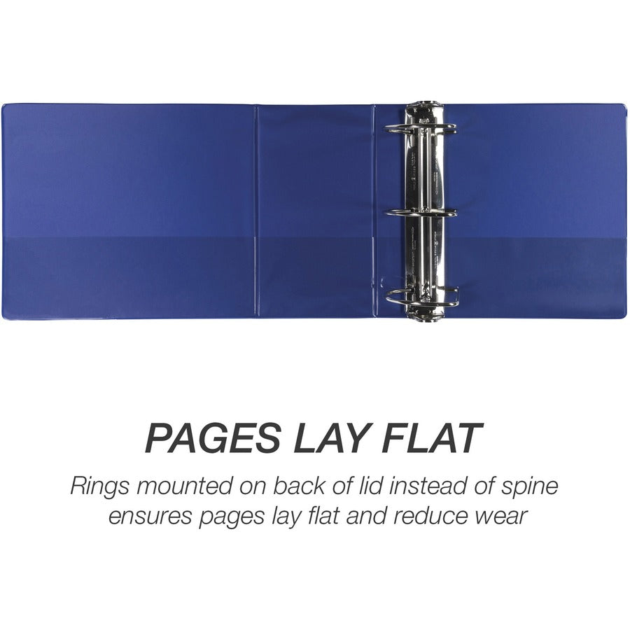 Samsill Nonstick 6" Locking D-Ring View Binder - 6" Binder Capacity - 1225 Sheet Capacity - 3 x D-Ring Fastener(s) - 2 Internal Pocket(s) - Dark Blue - 2.73 lb - Recycled - Lockable, Non-stick, Concealed Rivet, Ink-transfer Resistant, Clear Overlay,