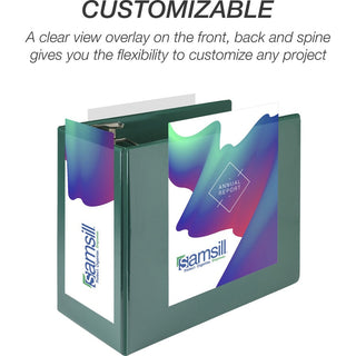 Samsill Nonstick 6" Locking D-Ring View Binder - 6" Binder Capacity - 1225 Sheet Capacity - 3 x D-Ring Fastener(s) - 2 Internal Pocket(s) - Green - 2.73 lb - Recycled - Lockable, Non-stick, Concealed Rivet, Ink-transfer Resistant, Clear Overlay, Non-