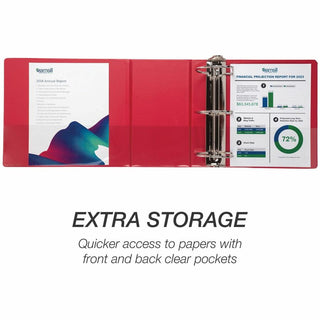 Samsill Nonstick 6" Locking D-Ring View Binder - 6" Binder Capacity - 1225 Sheet Capacity - 3 x D-Ring Fastener(s) - 2 Internal Pocket(s) - Red - 2.73 lb - Recycled - Lockable, Non-stick, Concealed Rivet, Ink-transfer Resistant, Clear Overlay, Non-gl
