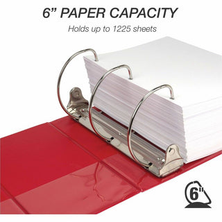 Samsill Nonstick 6" Locking D-Ring View Binder - 6" Binder Capacity - 1225 Sheet Capacity - 3 x D-Ring Fastener(s) - 2 Internal Pocket(s) - Red - 2.73 lb - Recycled - Lockable, Non-stick, Concealed Rivet, Ink-transfer Resistant, Clear Overlay, Non-gl