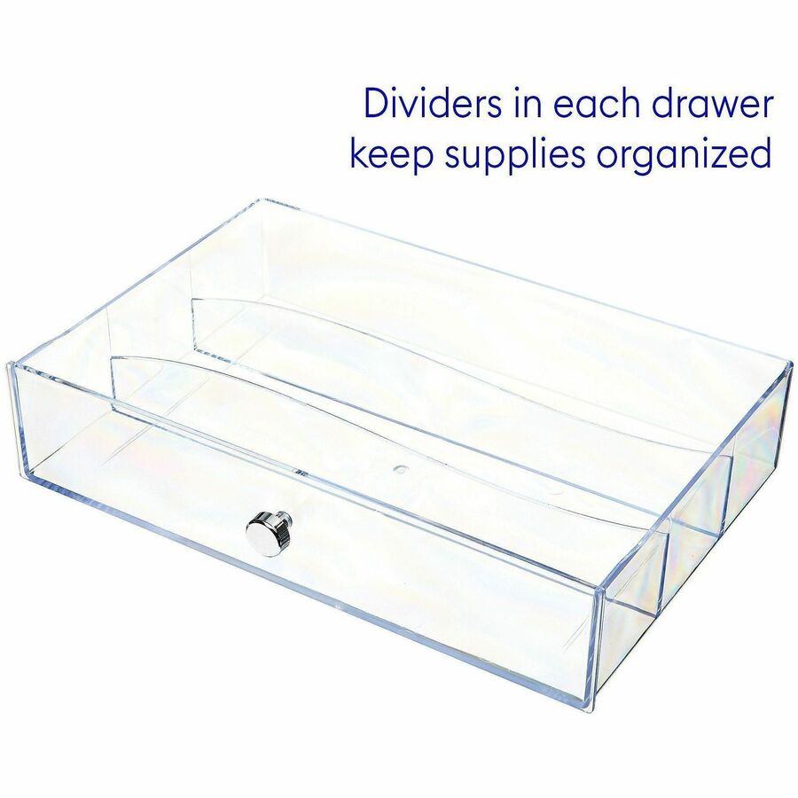 Deflecto 3-Drawer Storage Organizer - 3 Drawer(s) - 7" Height x 10" Width x 6.8" Depth - Clear - 1 Each