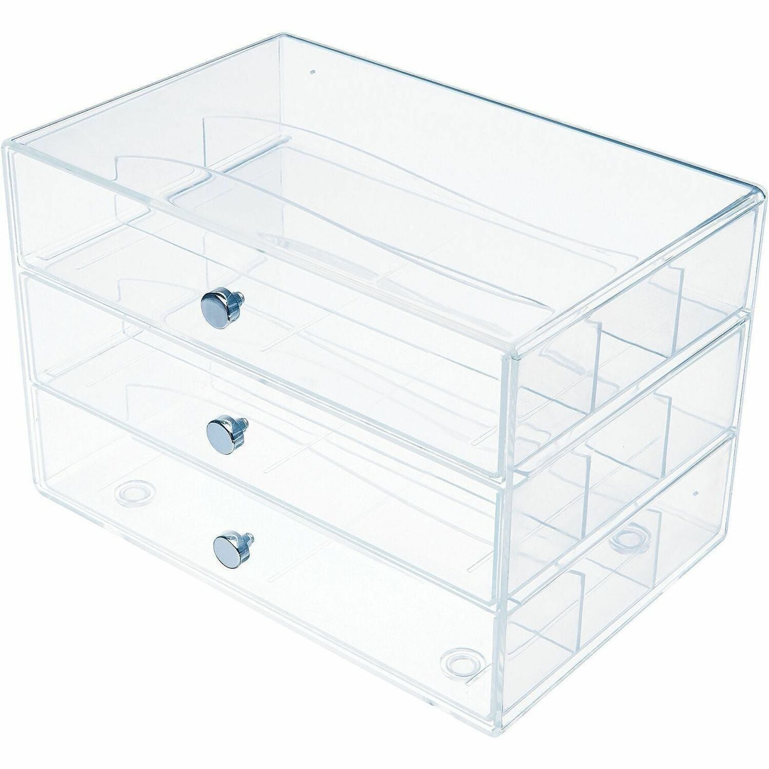 Deflecto 3-Drawer Storage Organizer - 3 Drawer(s) - 7" Height x 10" Width x 6.8" Depth - Clear - 1 Each